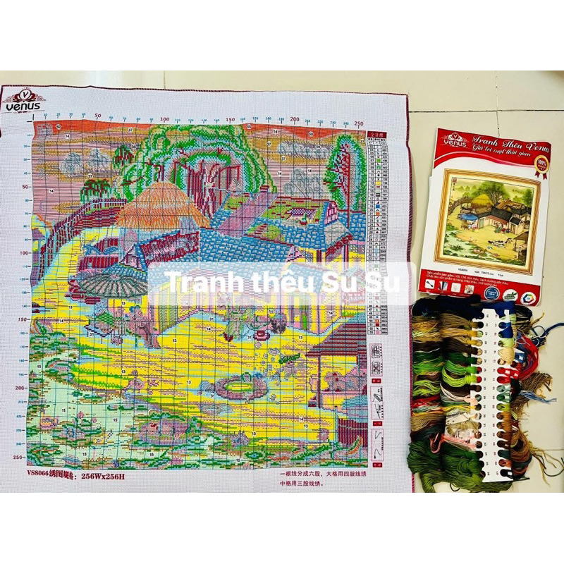 Tranh thêu kín chữ thập Quê nhà vs8065 và vs8066, kích thước 75 x 75 cm