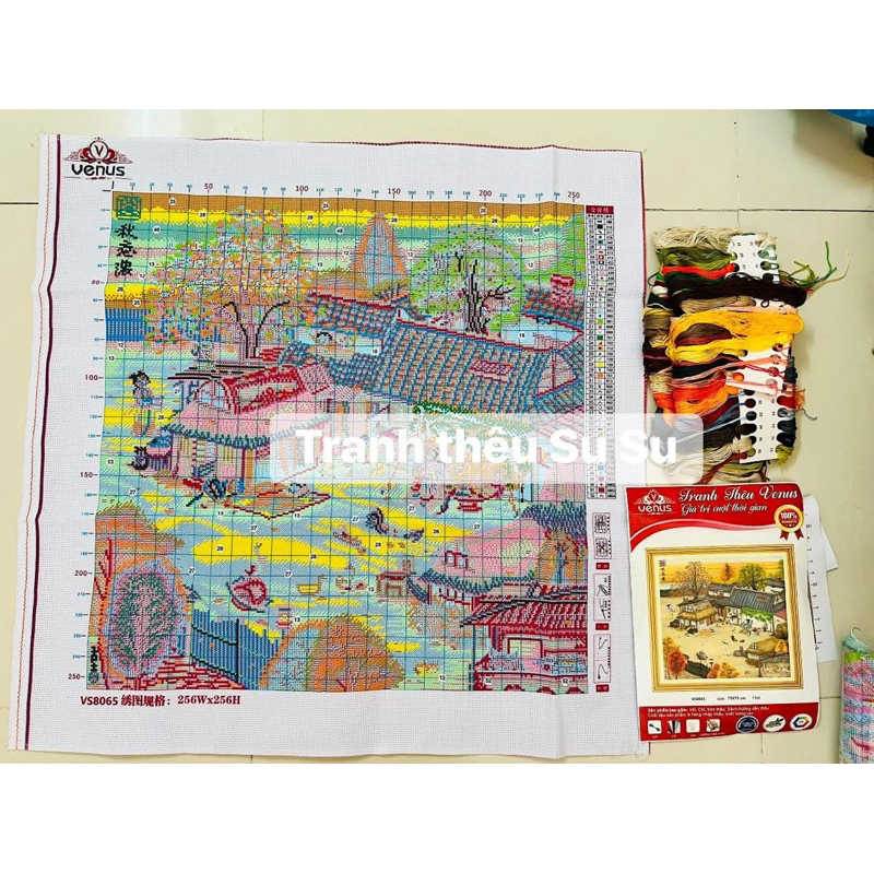 Tranh thêu kín chữ thập Quê nhà vs8065 và vs8066, kích thước 75 x 75 cm