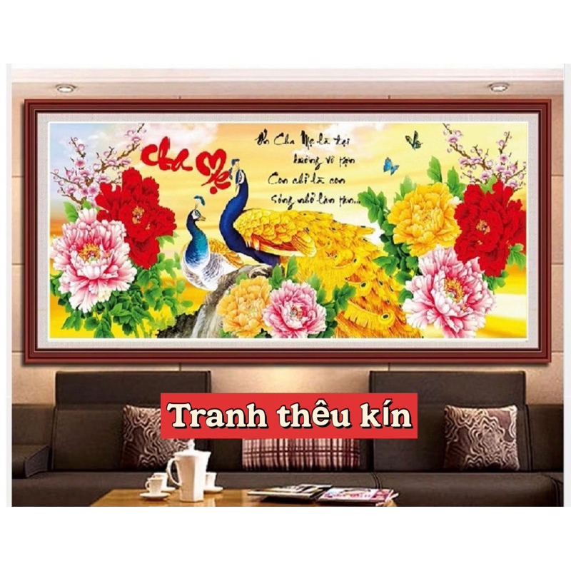 Tranh thêu kín Cha mẹ VS8035, kích thước 110x 50 cm