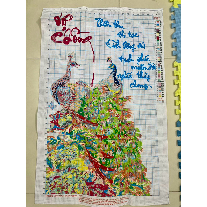 Tranh thêu chữ thập Vợ chồng 222836, kích thước 58 x 92 cm