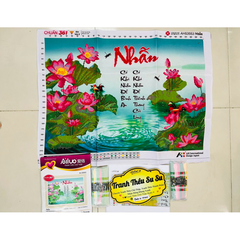 Tranh thêu chữ thập, bộ sưu tập các tranh chữ Nhẫn VS8240,  VS8241