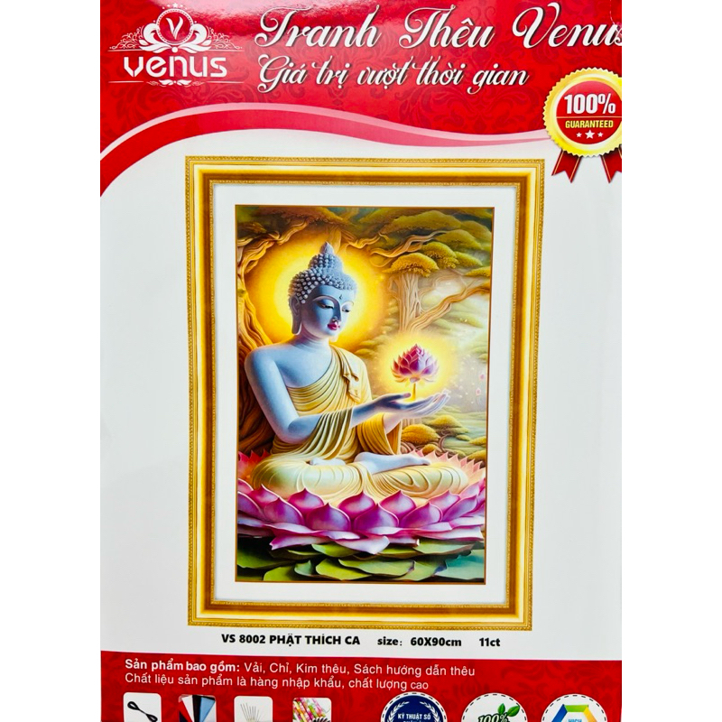 Tranh thêu kín Phật thích ca VS8002, kích thước 60 x 90 cm
