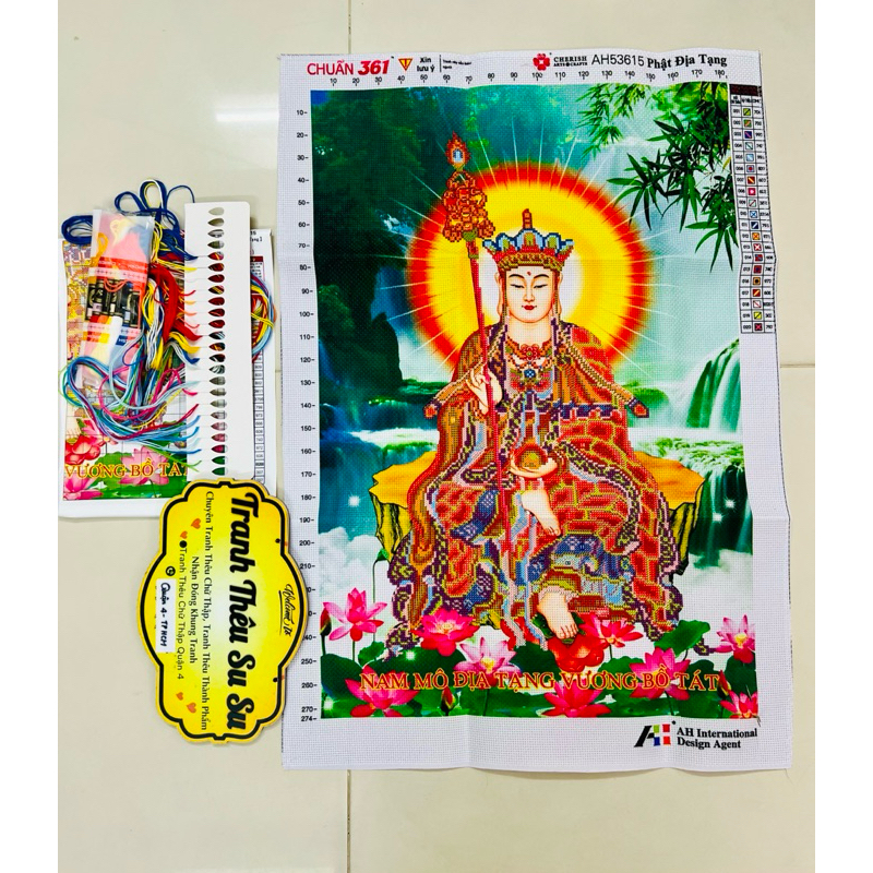 Tranh thêu Phật địa tạng vương bồ tát AL53615, kích thước 50 x 70 cm
