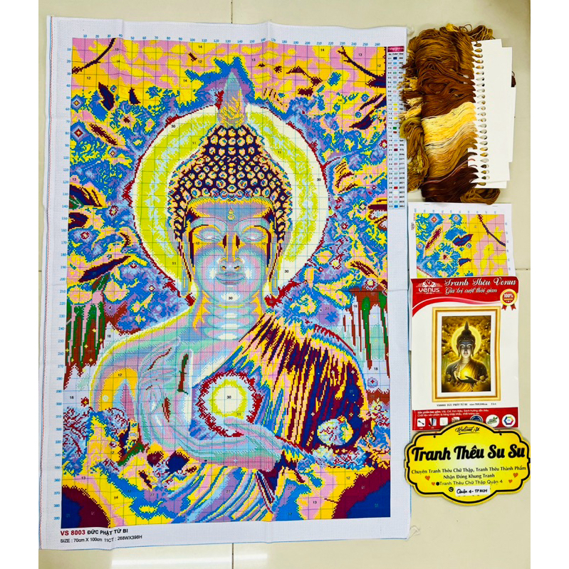 Tranh thêu kín Đức phật từ bi vs8003, kích thước 70 x 100 cm