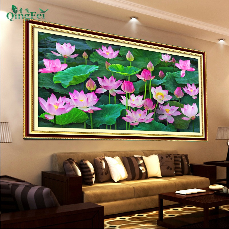 Tranh thêu kín chữ thập Đầm sen MH2167, kích thước 100 x 60 cm