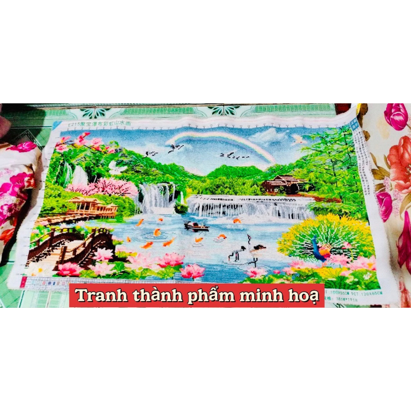 Tranh thêu kín phong cảnh E215, kích thước 100*55 cm