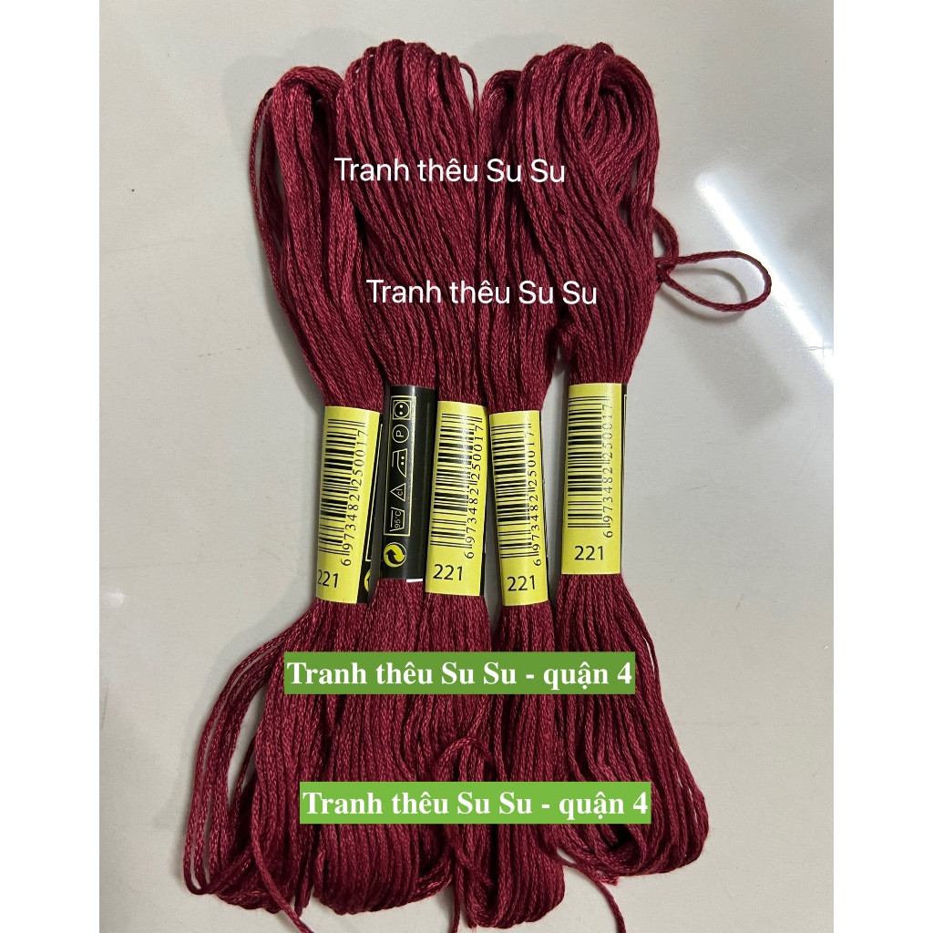 Mã từ 208 đến 225 (giá 1 tép) chỉ thêu cotton theo mã theo hệ DMC