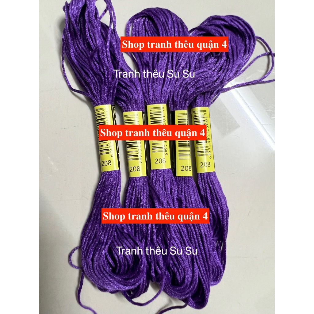 Mã từ 208 đến 225 (giá 1 tép) chỉ thêu cotton theo mã theo hệ DMC