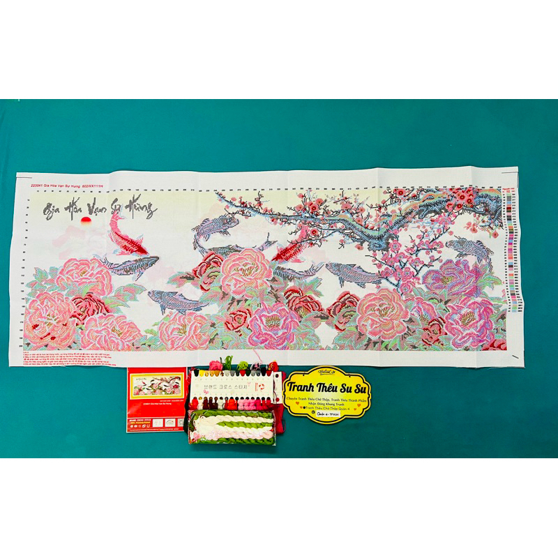 Tranh thêu chữ thập Gia hòa vạn sự hưng 223041, kích thước 136 x 53 cm