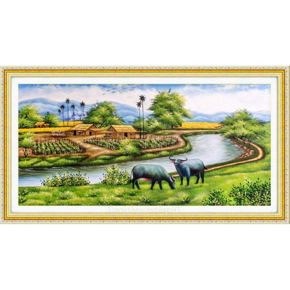Tranh thêu chữ thập Miền quê thanh bình VS8238, kích thước 100 x 50 cm