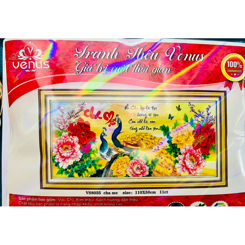 Tranh thêu kín Cha mẹ VS8035, kích thước 110x 50 cm