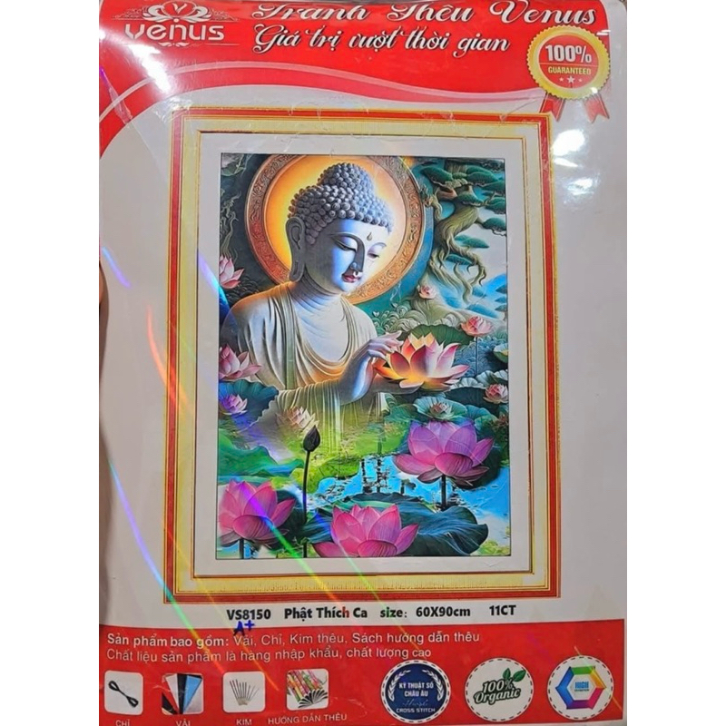 Tranh thêu kín chữ thập Phật thích ca VS8150, kích thước 60 x 90 cm