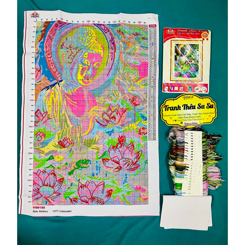 Tranh thêu kín chữ thập Phật thích ca VS8150, kích thước 60 x 90 cm