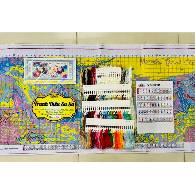 Tranh thêu kín Mã đáo thành công vs8013, vs8012, kích thước 1,3 và 1,5 mét