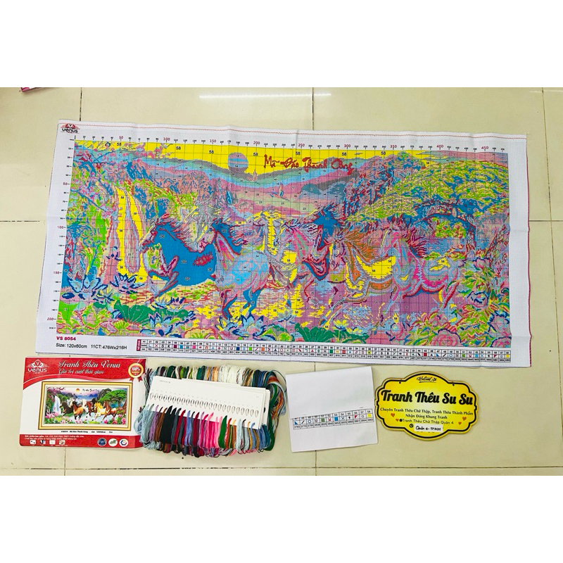 Tranh thêu kín mã đáo thành công VS8054, kích thước 120 x 60 cm