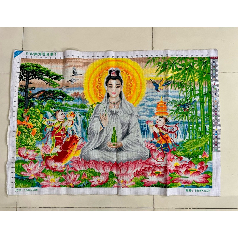 Tranh đã thêu Quan âm, kích thước 100 x 70 cm (thêu kín)