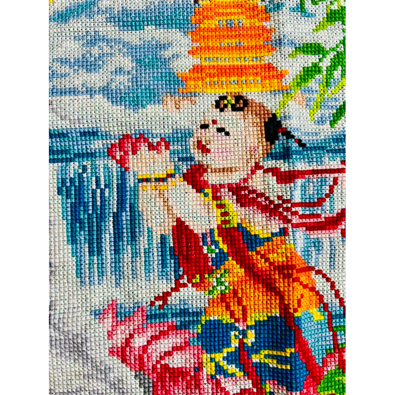 Tranh đã thêu Quan âm, kích thước 100 x 70 cm (thêu kín)