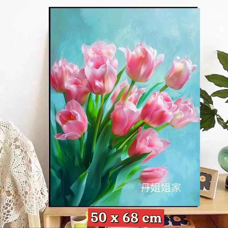 Tranh thêu kín chữ thập Hoa tulip, thêu 3 sợi (11ct)