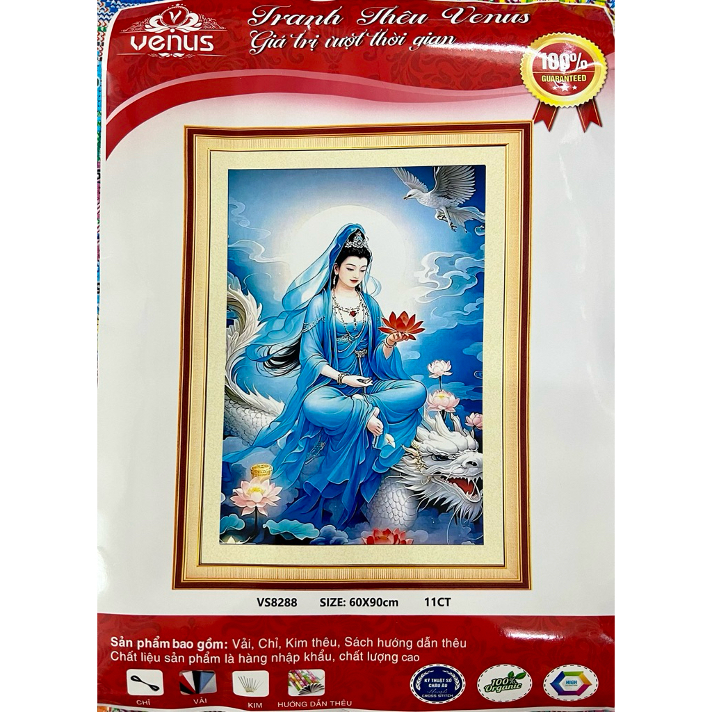 Tranh thêu kín quan âm VS8285, VS8286, VS8287, VS8288, VS8028 (kích thước 60 x 90 cm)