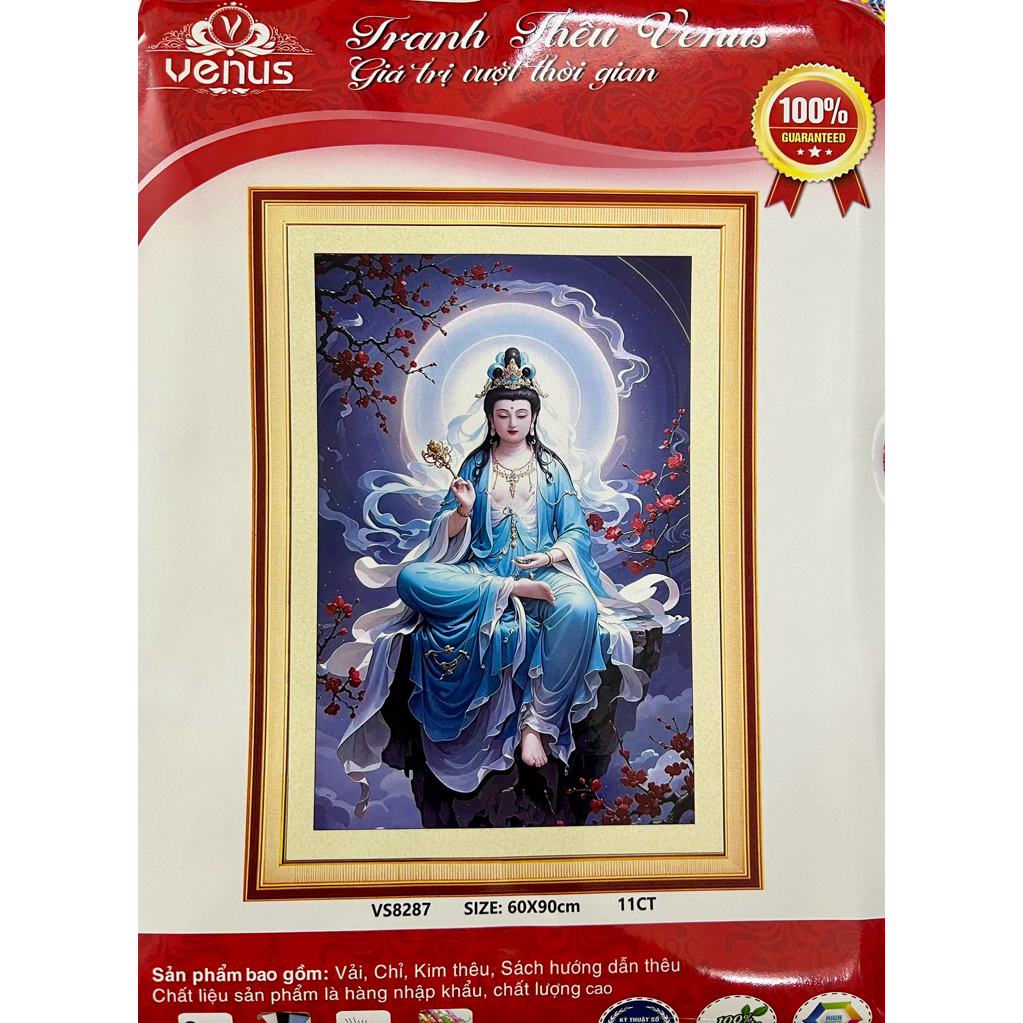Tranh thêu kín quan âm VS8285, VS8286, VS8287, VS8288, VS8028 (kích thước 60 x 90 cm)