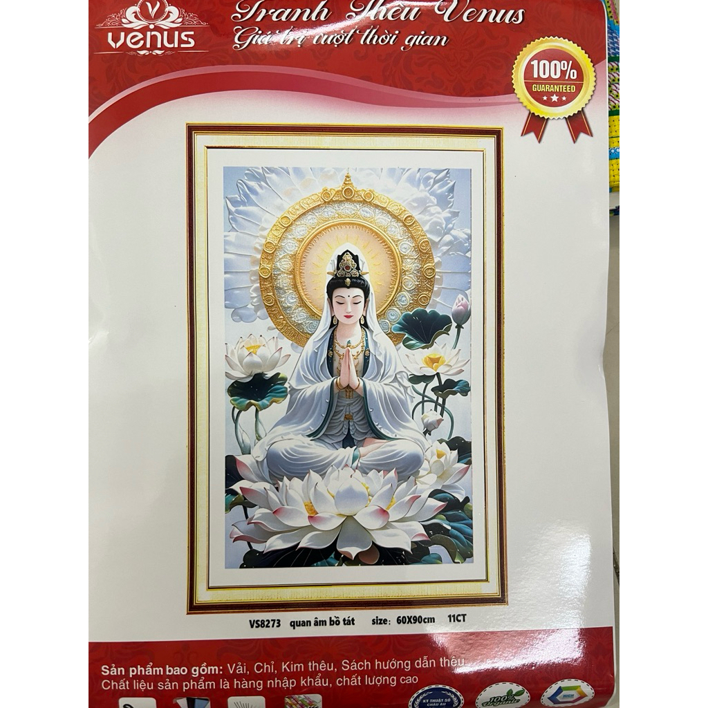 Tranh thêu kín quan âm VS8285, VS8286, VS8287, VS8288, VS8028 (kích thước 60 x 90 cm)