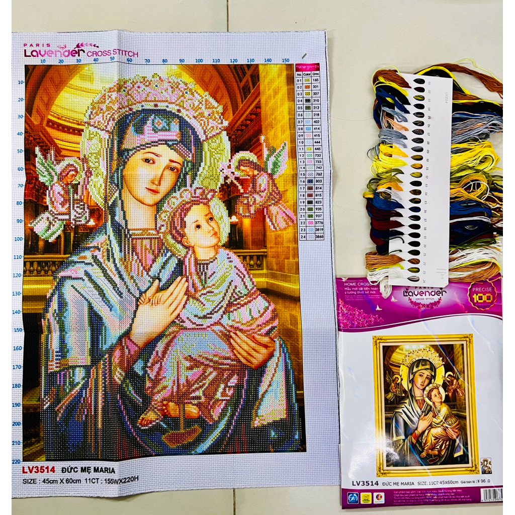 Tranh thêu chữ thập (thêu 3D) Đức mẹ LV3514, LV3517