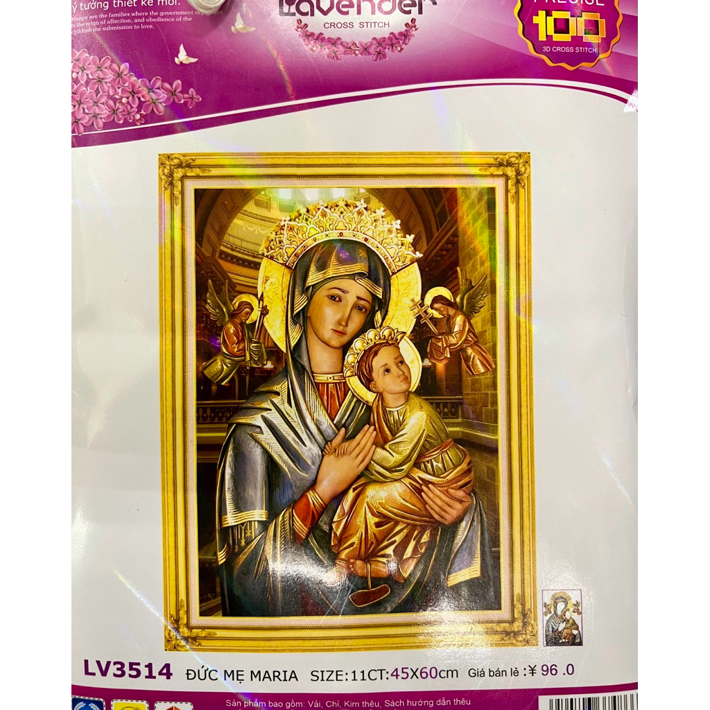 Tranh thêu chữ thập (thêu 3D) Đức mẹ LV3514, LV3517