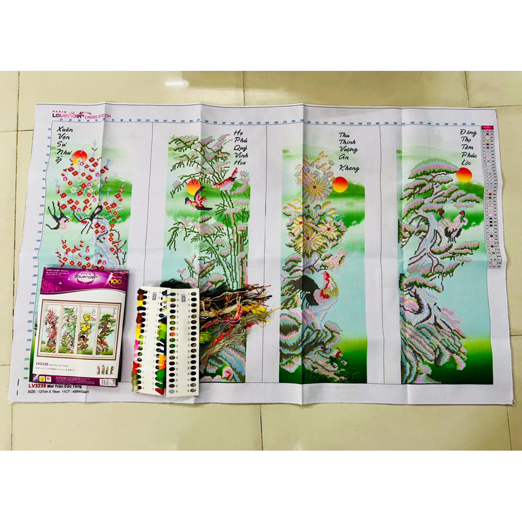 Tranh thêu chữ thập Tứ quý LV3235, LV3236, LV3266, LV3282, LV3313, LV3262