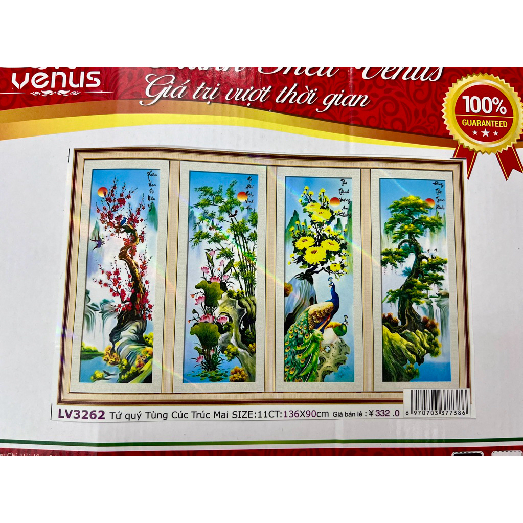 Tranh thêu chữ thập Tứ quý LV3235, LV3236, LV3266, LV3282, LV3313, LV3262