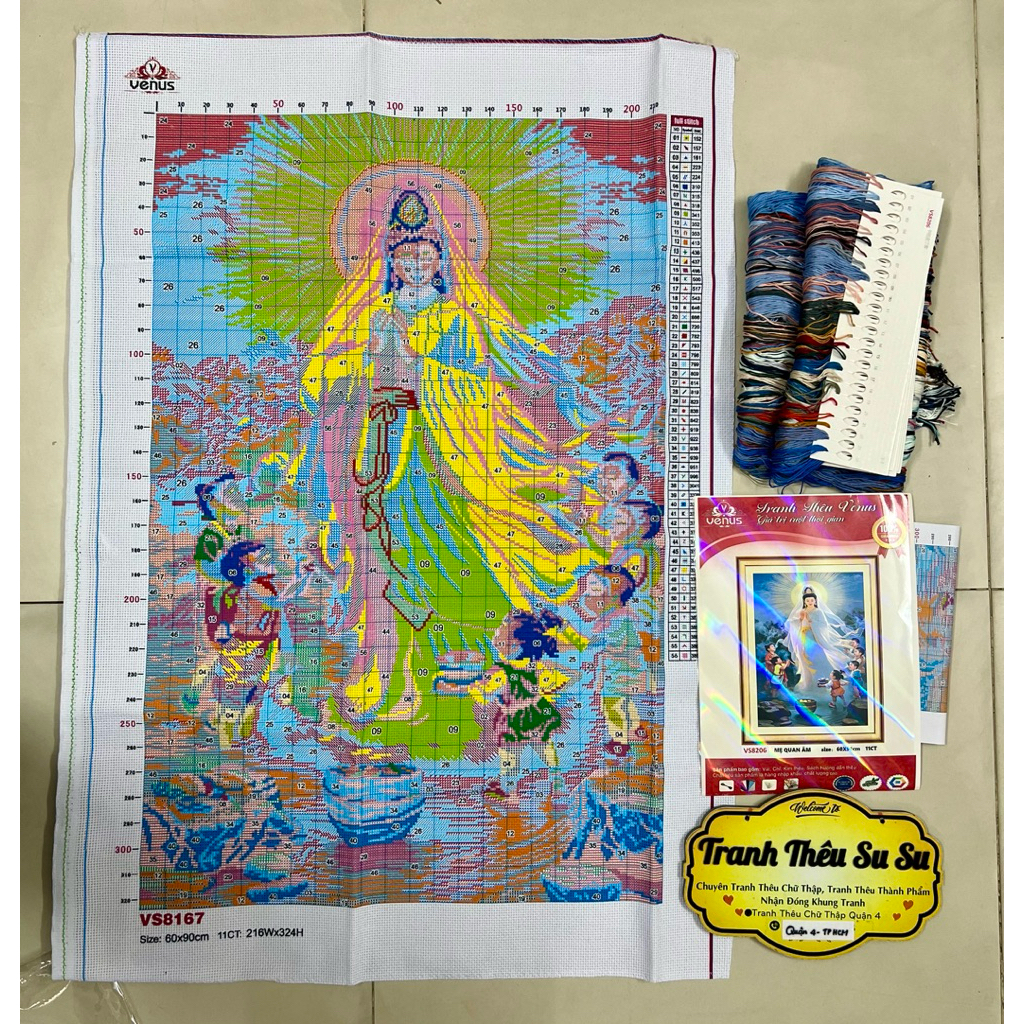 Tranh thêu kín quan âm VS8206, VS8028 kích thước 60 x 90 cm