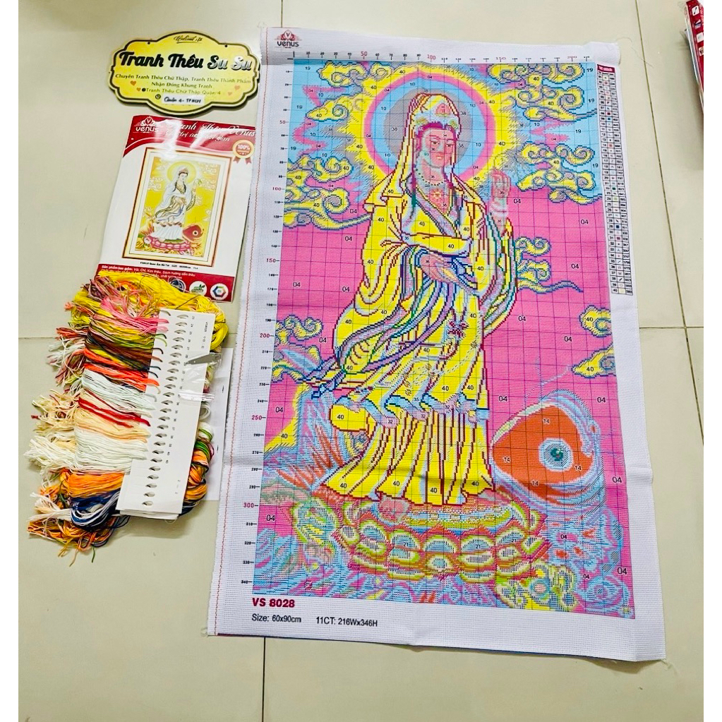 Tranh thêu kín quan âm VS8206, VS8028 kích thước 60 x 90 cm