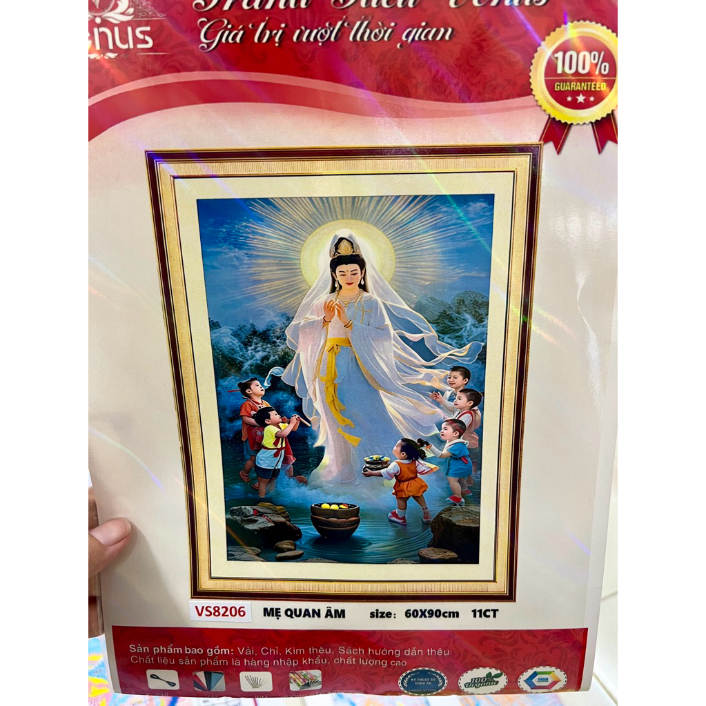 Tranh thêu kín quan âm VS8206, VS8028 kích thước 60 x 90 cm