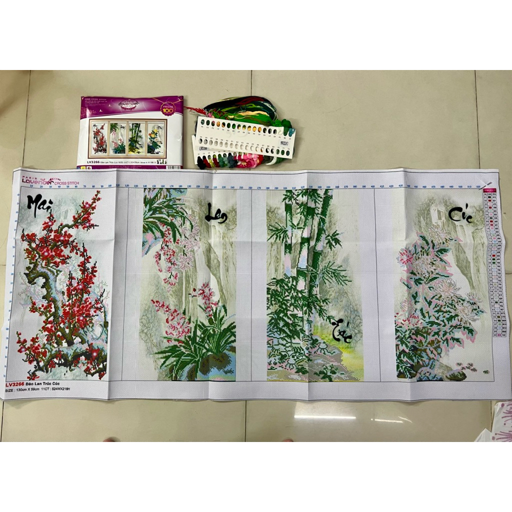 Tranh thêu chữ thập Tứ quý LV3235, LV3236, LV3266, LV3282, LV3313, LV3262