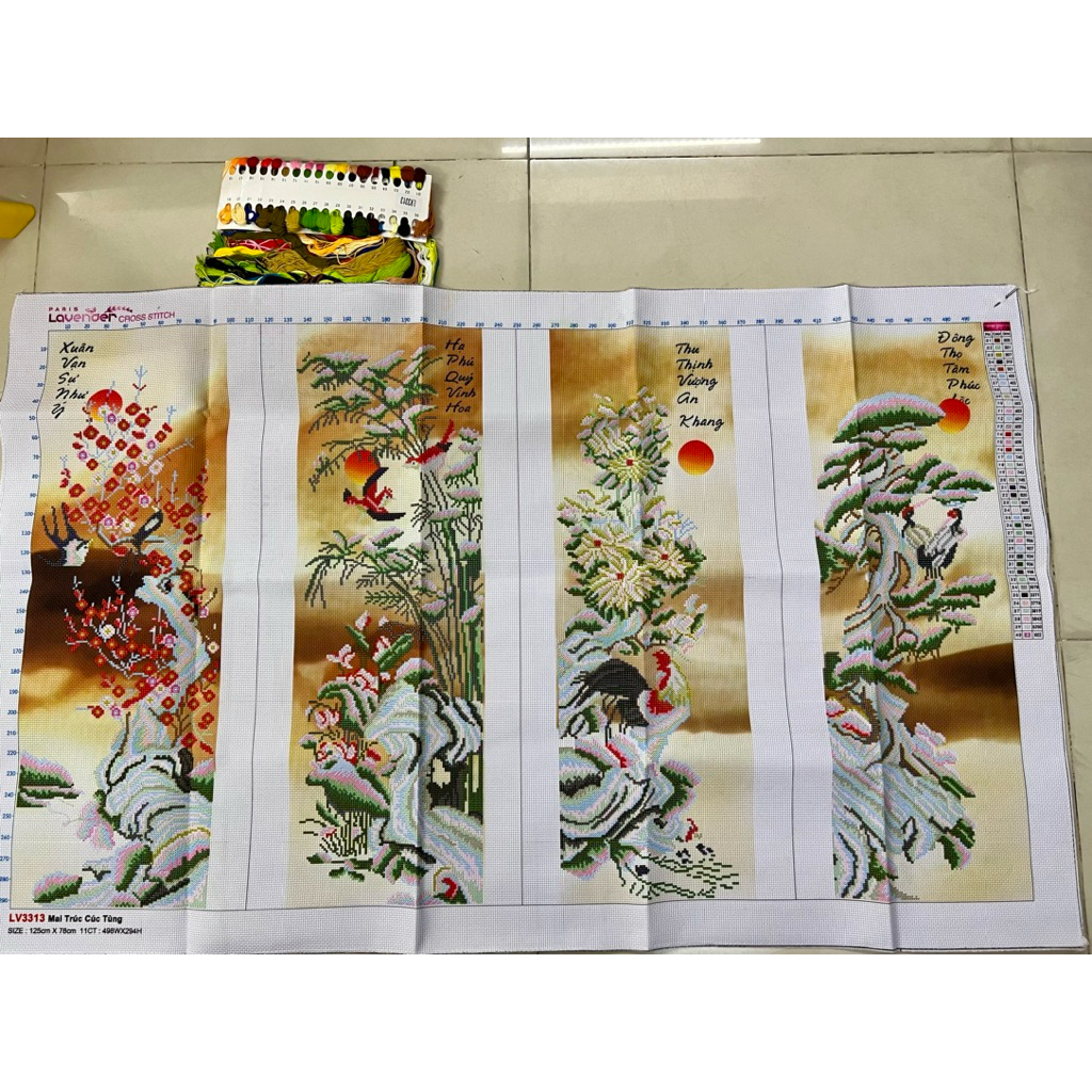 Tranh thêu chữ thập Tứ quý LV3235, LV3236, LV3266, LV3282, LV3313, LV3262