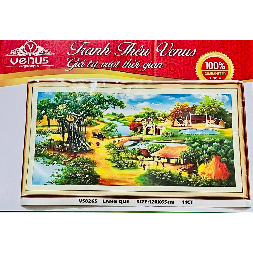 Tranh thêu chữ thập Làng quê Việt nam (cây đa) VS8265, kích thước 120 x 65 cm