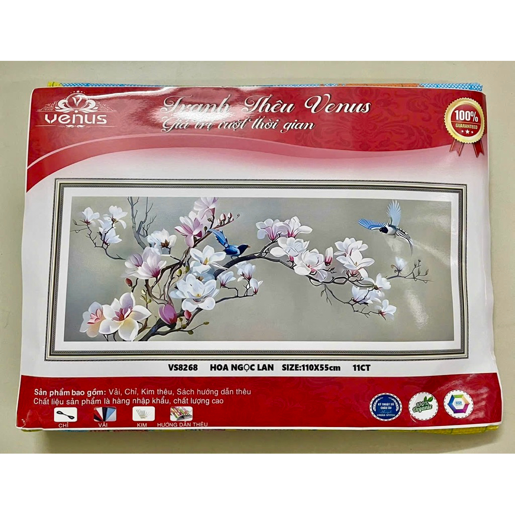 Tranh thêu kín Hoa phong lan VS8268, kích thước 110 x 55 cm