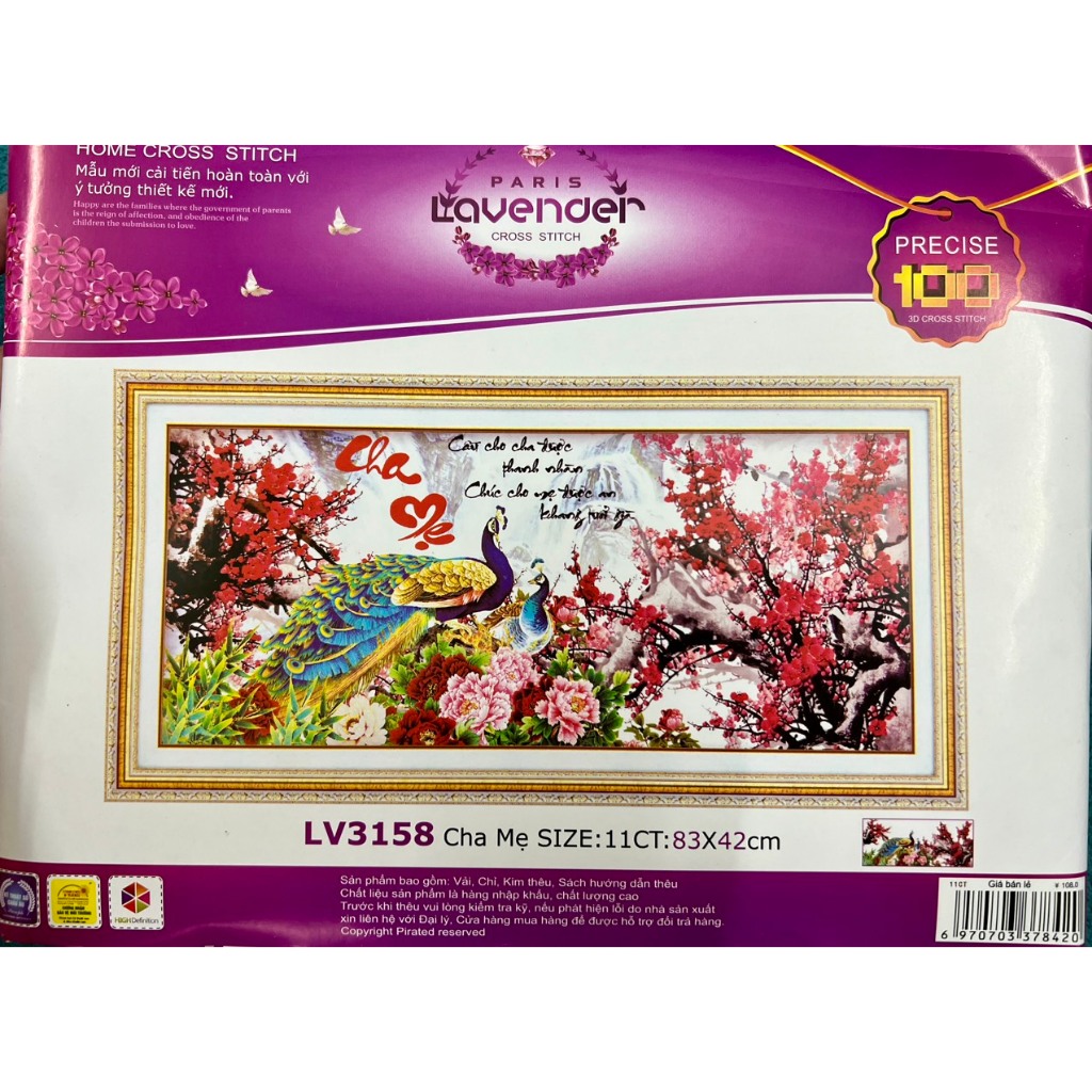 Tranh thêu Cha mẹ LV3160, LV3142, LV3061, LV (các mẫu này đều thêu 3D)
