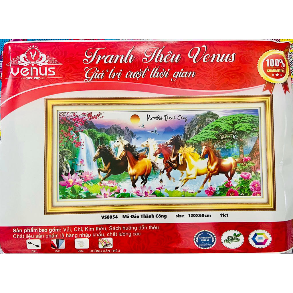 Tranh thêu kín mã đáo thành công VS8054, kích thước 120 x 60 cm