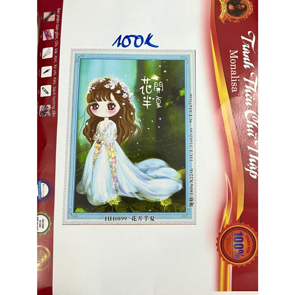 Tranh thêu kín chữ thập cô gái chibi HH0899, MH2191, MH2193