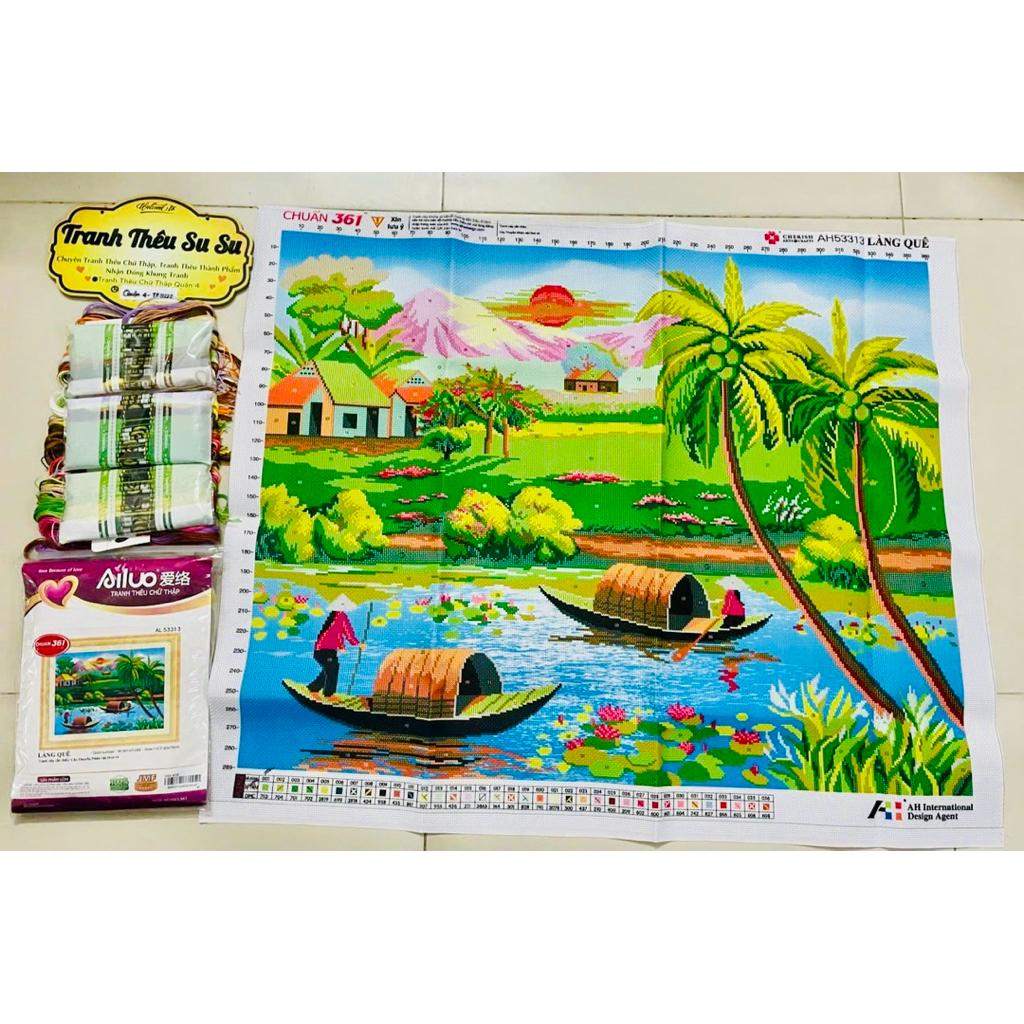 Tranh thêu Phong cảnh làng quê (thêu 3D) AL53313, AL53327, AL53375