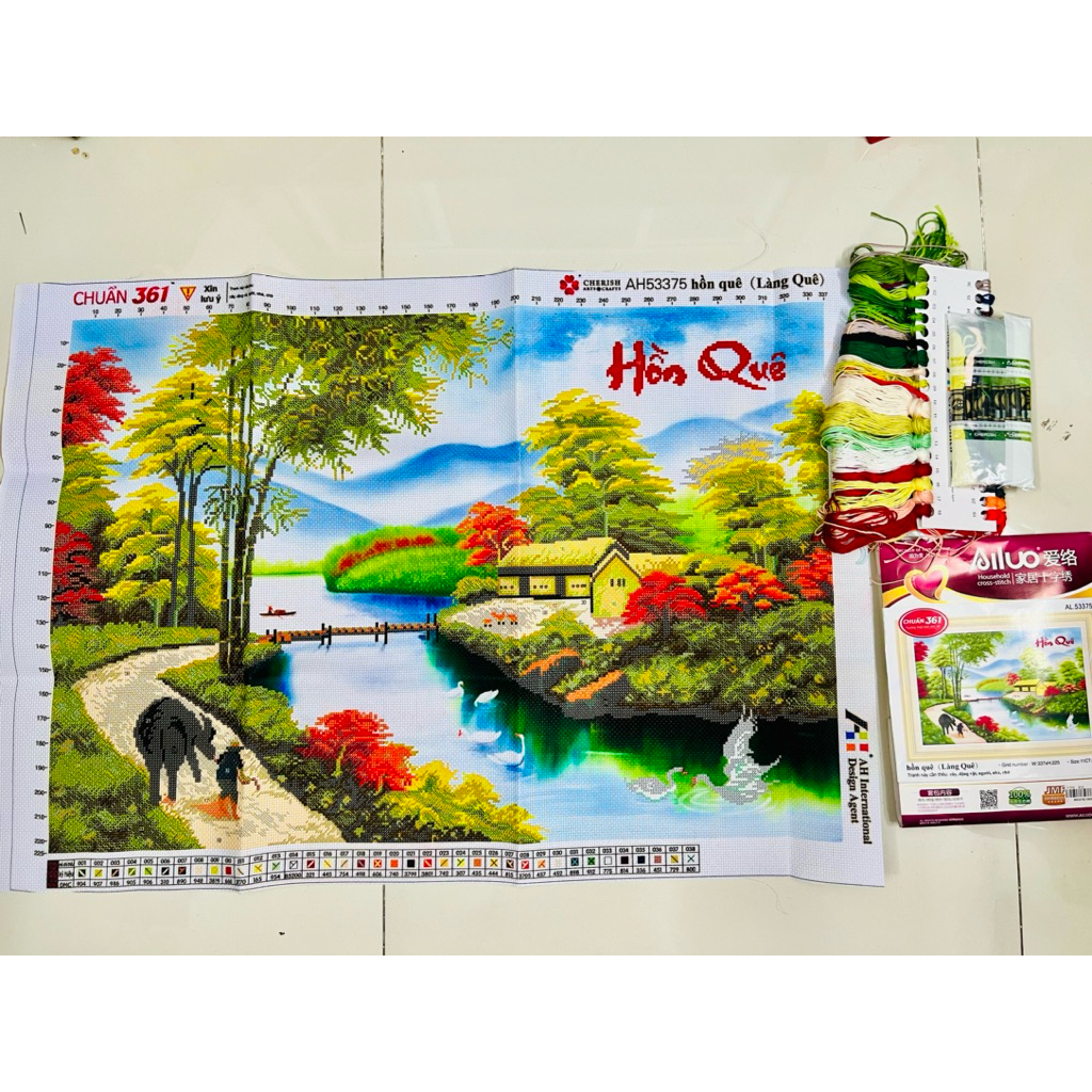 Tranh thêu Phong cảnh làng quê (thêu 3D) AL53313, AL53327, AL53375