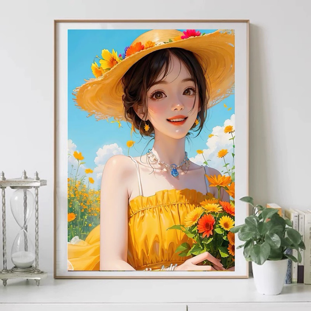 Tranh thêu kín chữ thập cô gái chibi HH0899, MH2191, MH2193