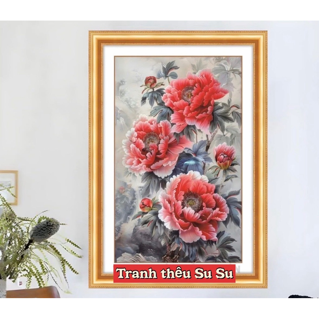 Tranh thêu kín Hoa mẫu đơn VS8101, VS8071, 6492, 8K251L