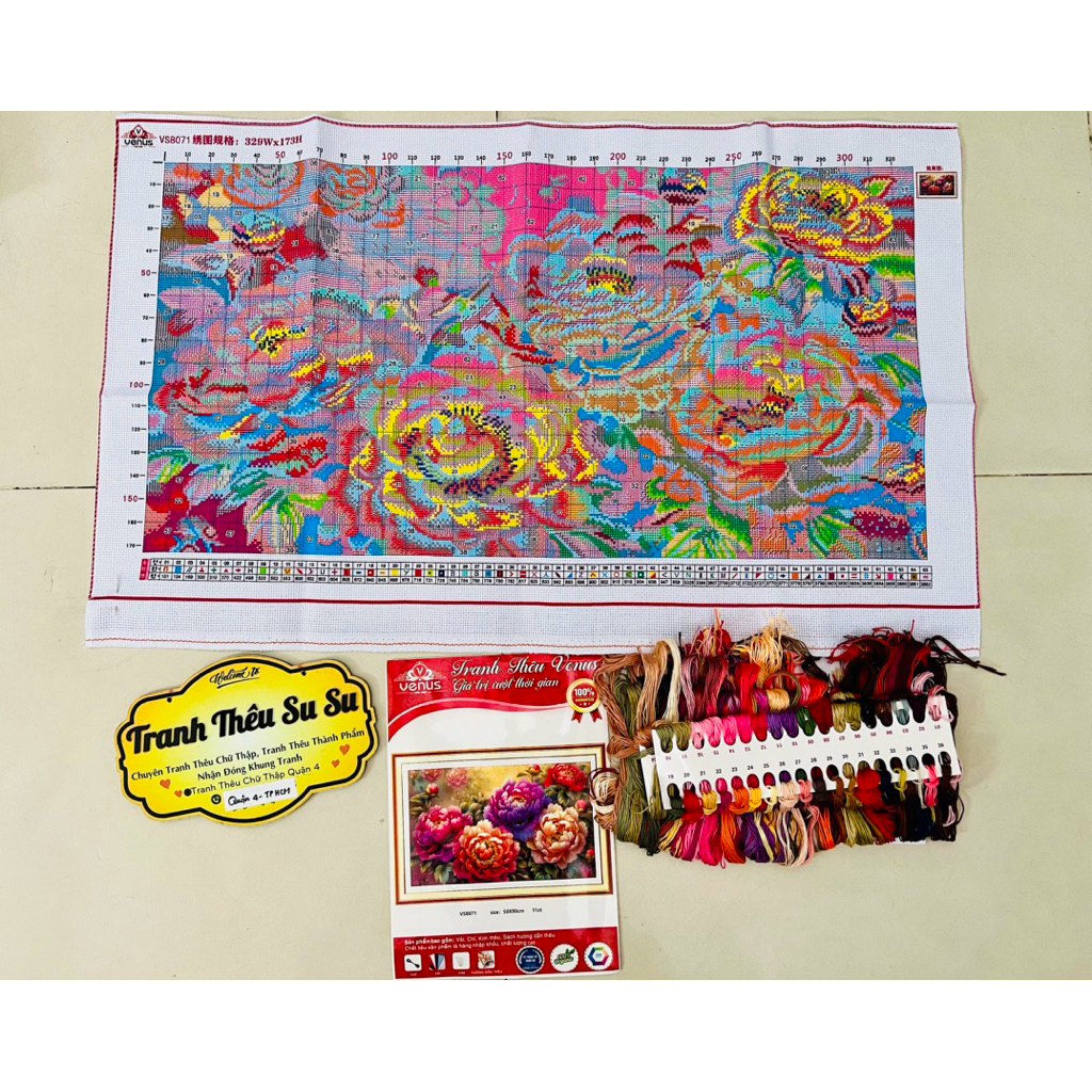 Tranh thêu kín Hoa mẫu đơn VS8101, VS8071, 6492, 8K251L