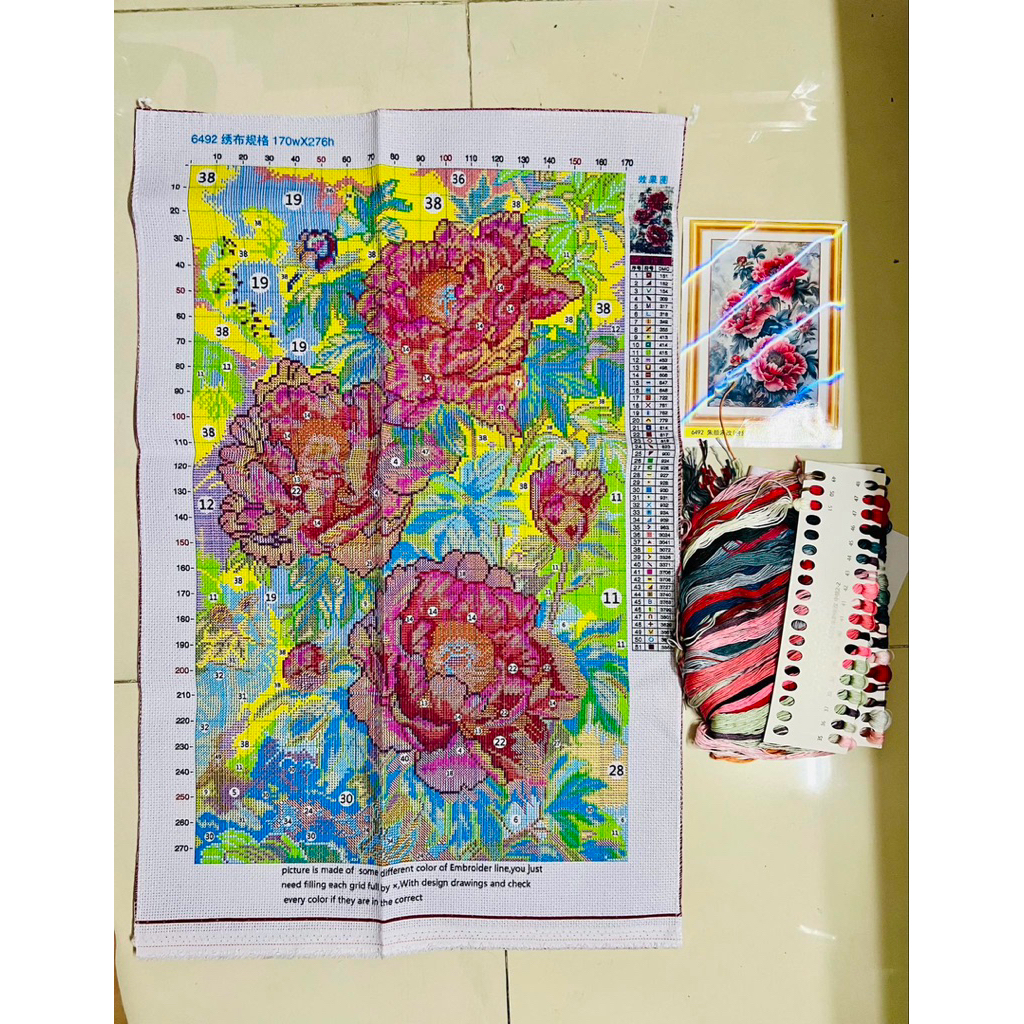 Tranh thêu kín Hoa mẫu đơn VS8101, VS8071, 6492, 8K251L