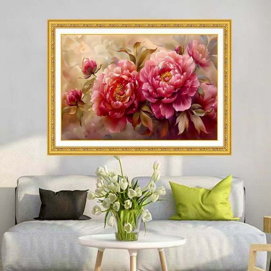 Tranh thêu kín Hoa mẫu đơn VS8101, VS8071, 6492, 8K251L