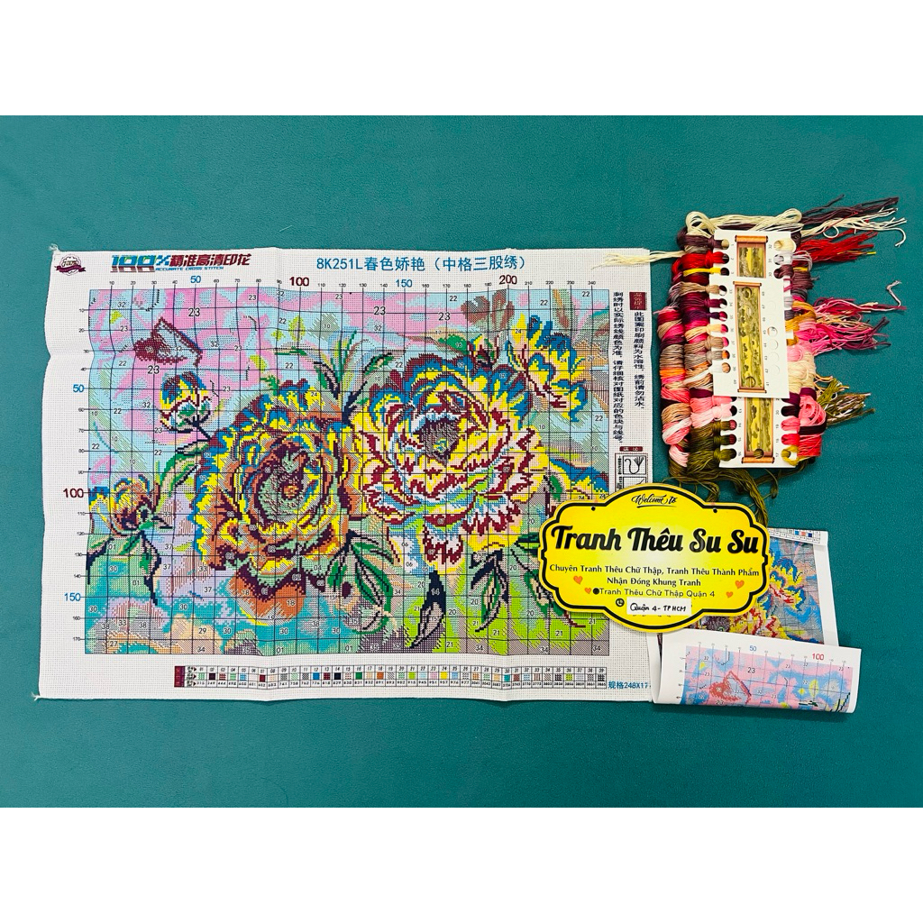 Tranh thêu kín Hoa mẫu đơn VS8101, VS8071, 6492, 8K251L