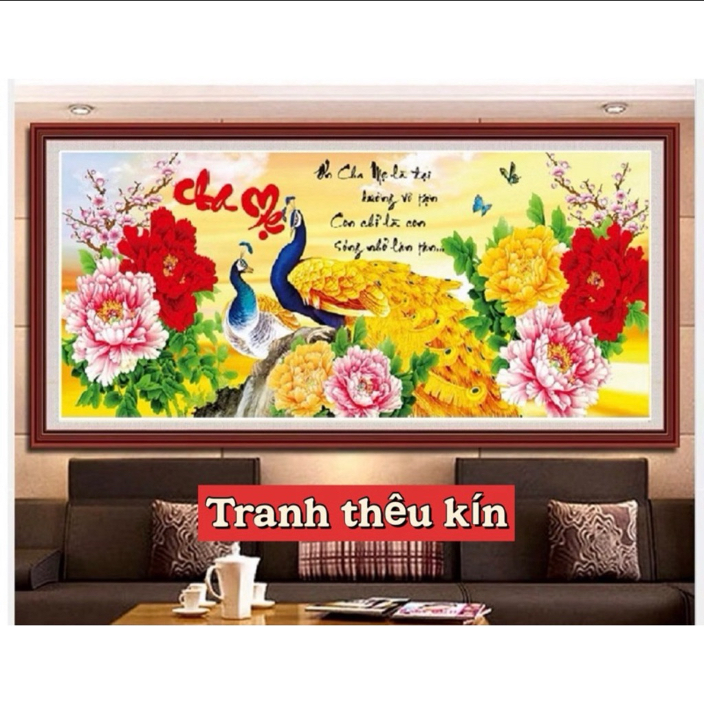 Tranh thêu kín Cha mẹ VS8035, kích thước 110x 50 cm