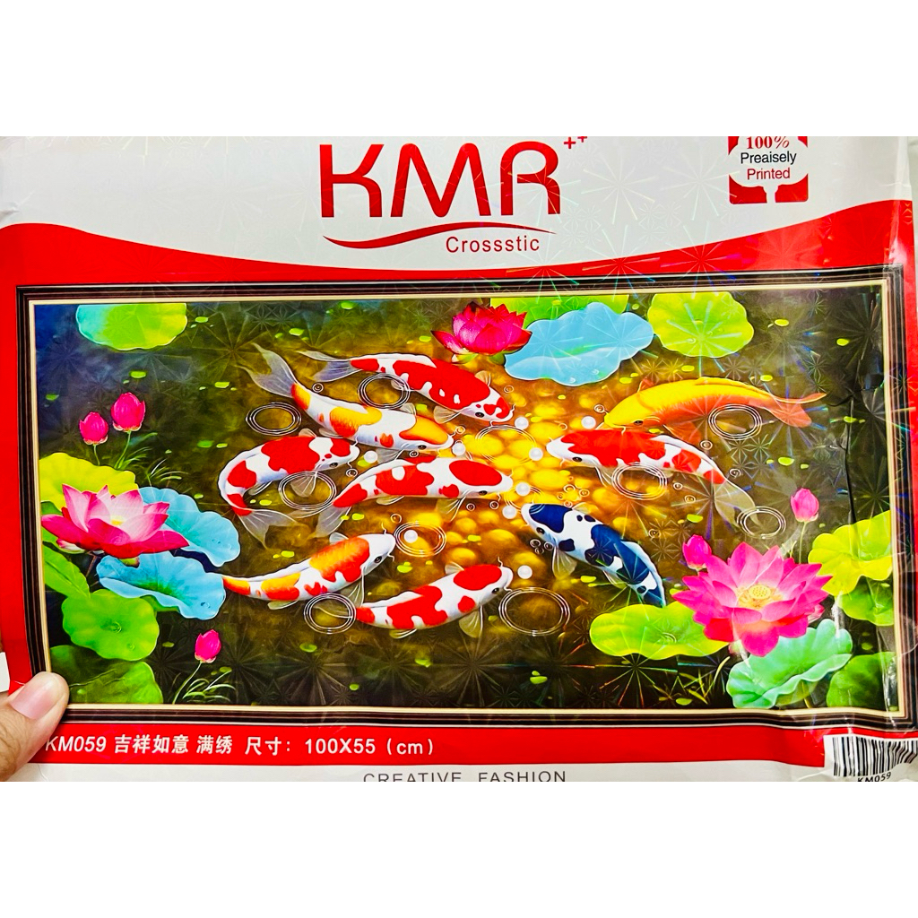 Tranh thêu kín cửu ngư quần hội E183, KM059