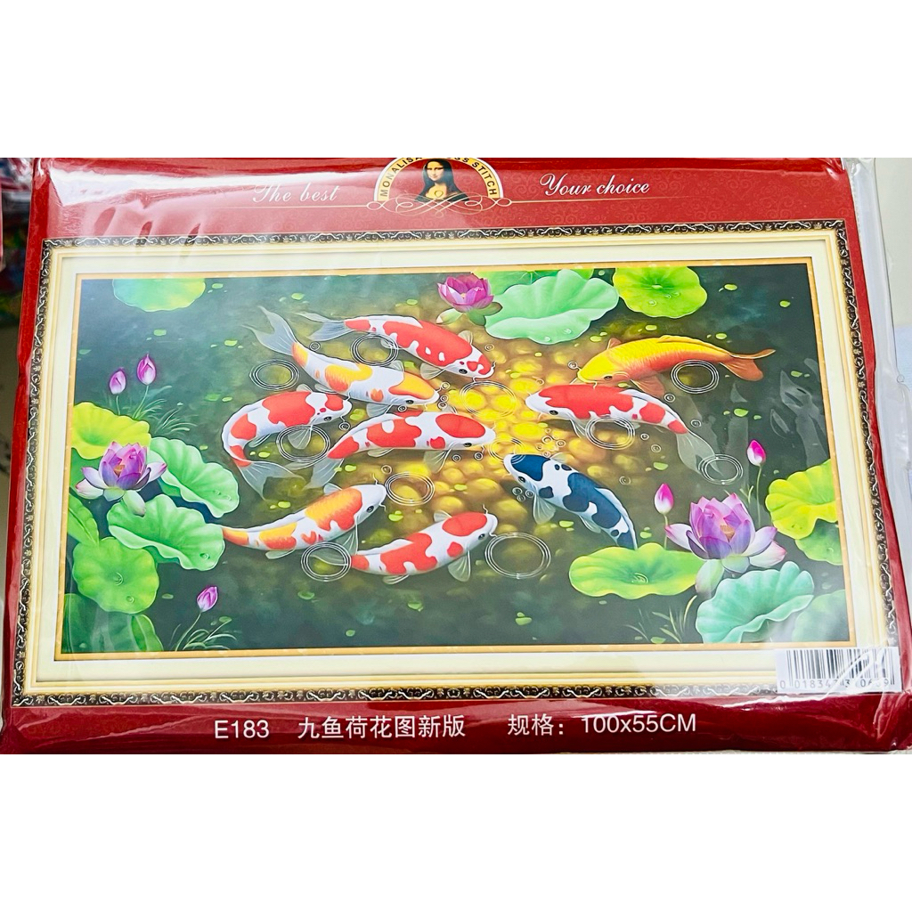 Tranh thêu kín cửu ngư quần hội E183, KM059